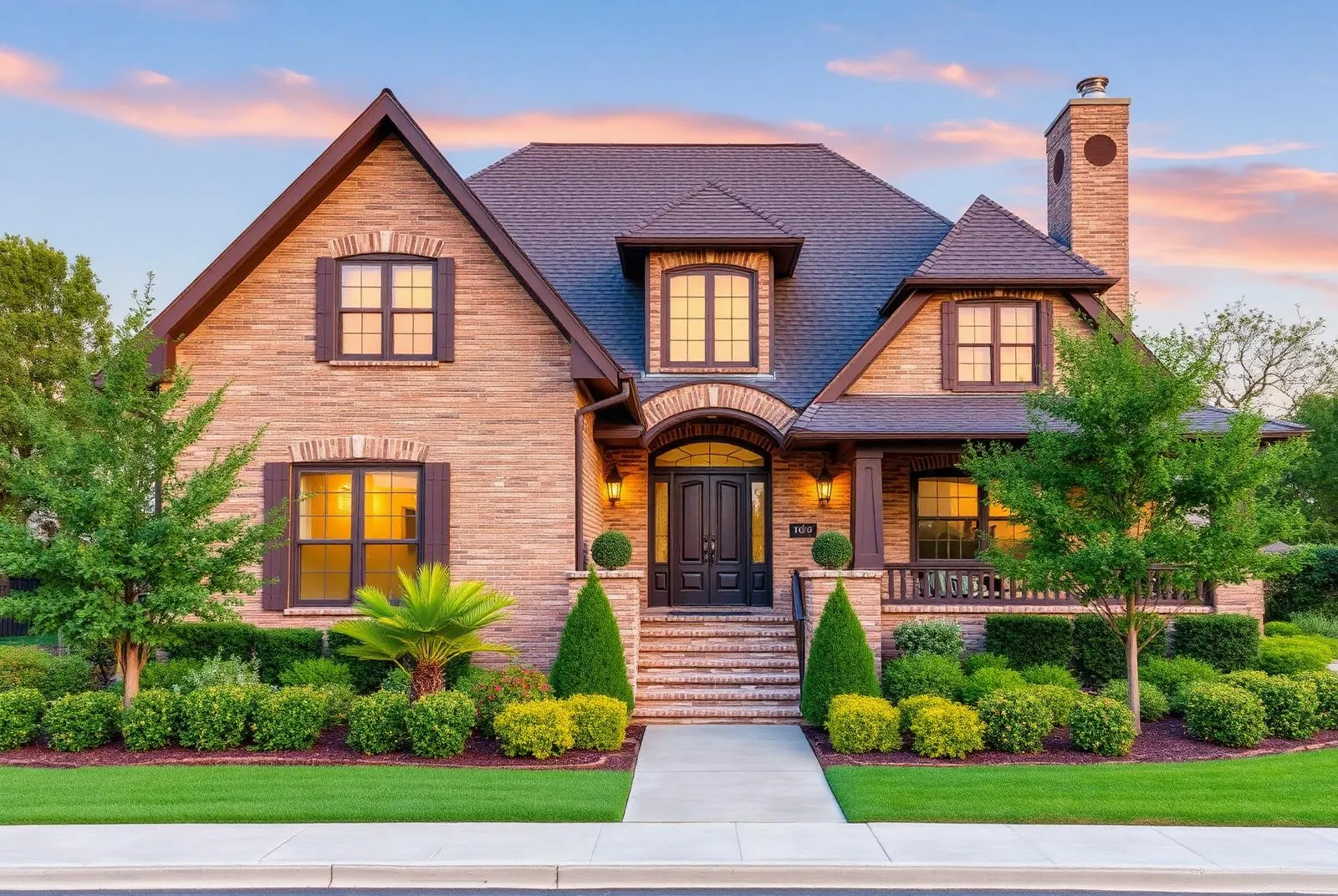 McKinney home with a traditional roofline and mature landscaping