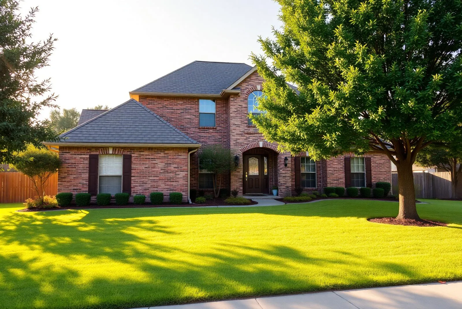 Plano suburban home with a brick facade and dimensional shingle roof