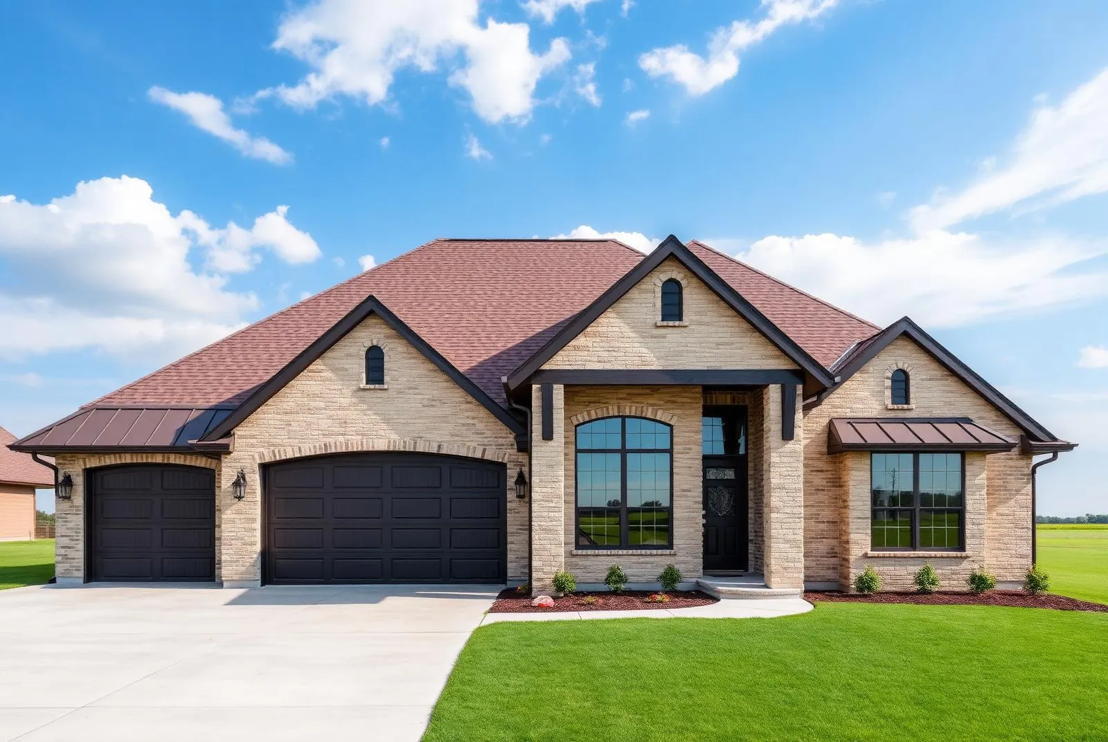 Large Prosper area home with a standing seam metal roof accent